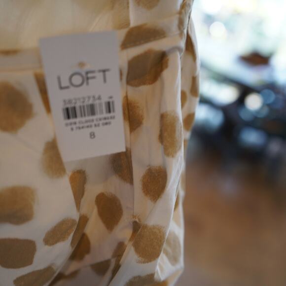 Ann Taylor Loft Dotted Side Tie Mini Pocket Dress Beige Glow‎ Size 8 NWT - Picture 5 of 6